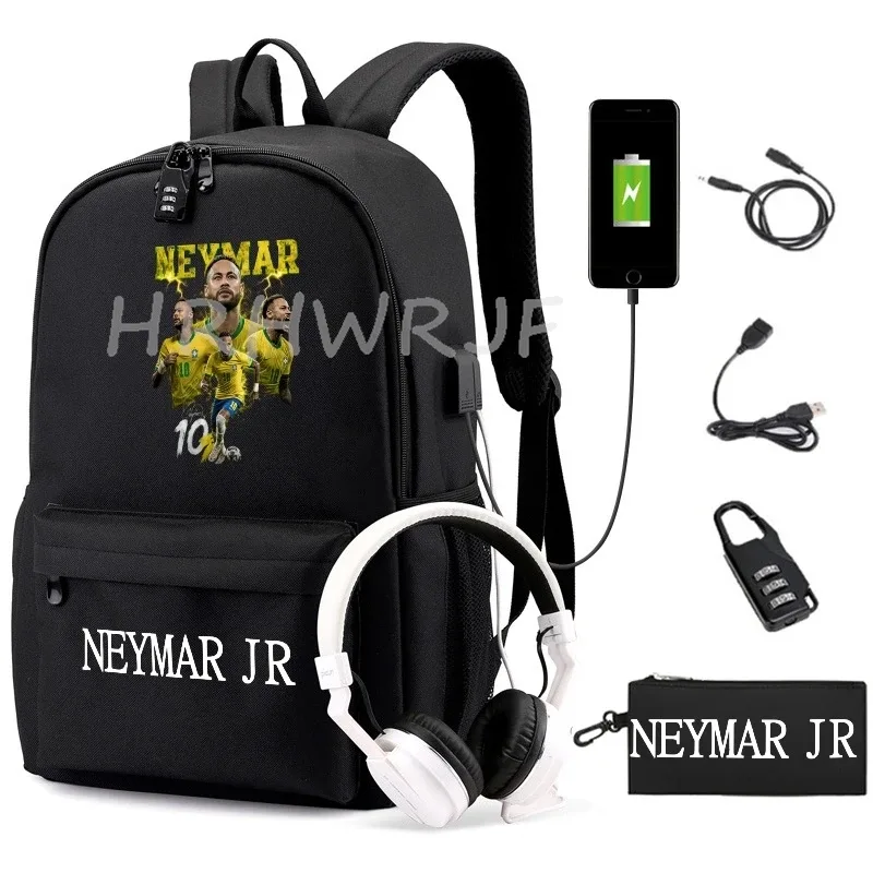 sac à dos neymar imprimé usb pour adolescents, sac à bandoulière pour ordinateur portable, sac à dos à la mode pour filles et garçons, sacs à dos pour lycée, mochilas de voyage