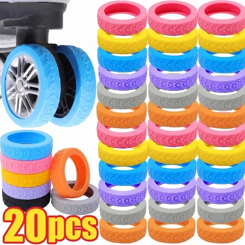 1/20 pièces protège-roues en silicone épaissi, anti-bruit, résistant à l'usure, souple, simple, manchon de protection pour roulettes, accessoire de valise