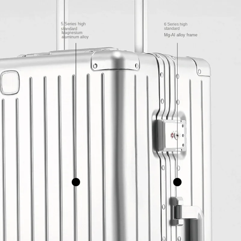 20/24/29 pouces 100% valise de voyage en alliage d'aluminium-magnésium valise à bagages roulante avec roues valise à bagages à main
