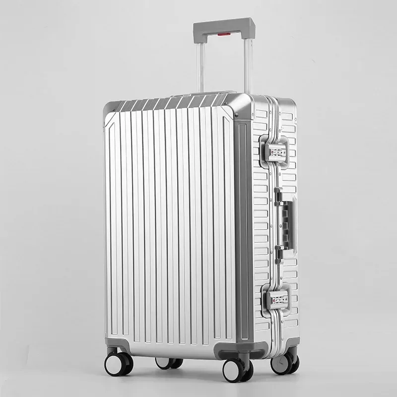 valise de voyage à roulettes en alliage d'aluminium-magnésium, sac d'embarquement universel avec roue et mot de passe, 100%