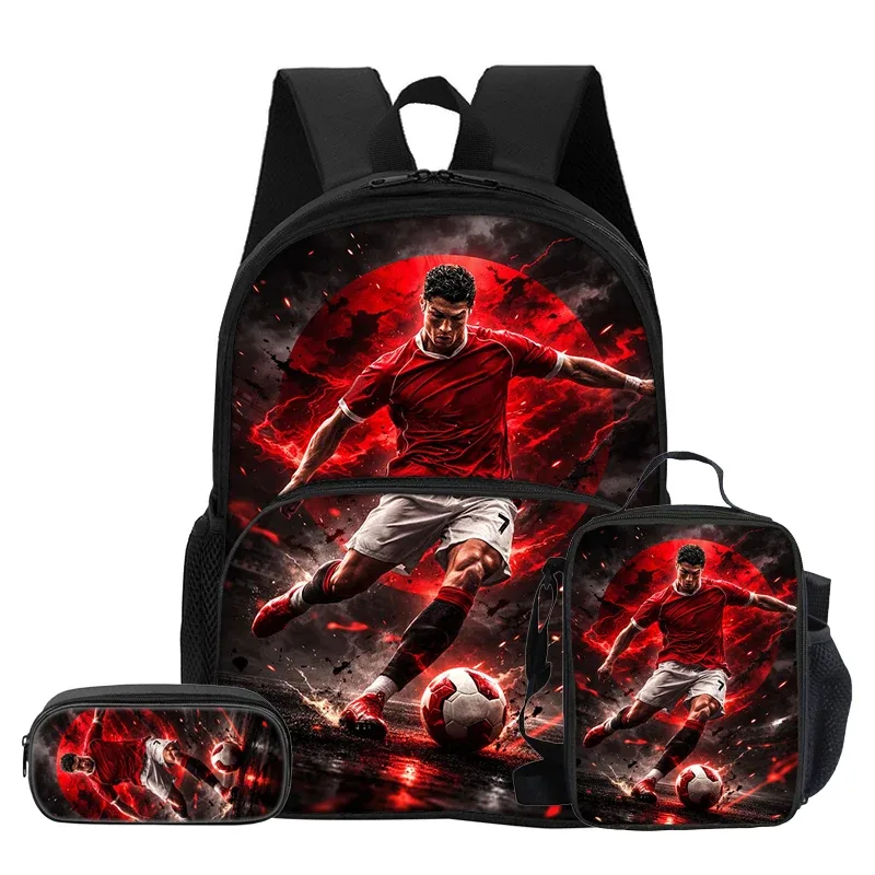 sac dos nylon noir motif football dynamique bandoulière arquée fermeture éclair integree informatique unisexe voyage