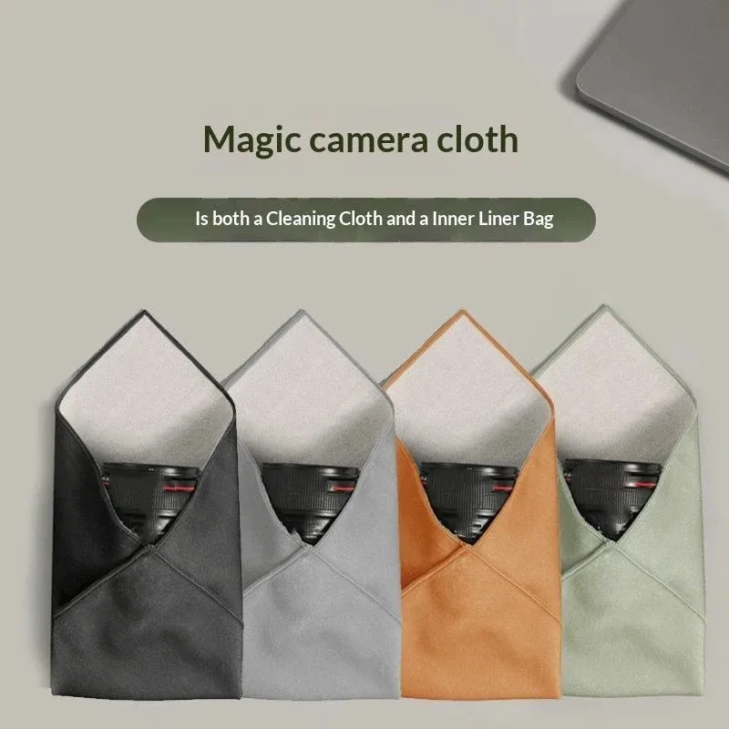 sac de rangement pour appareil photo en tissu pliable auto-adhésif, tissu d'emballage en peluche, enveloppe de protection pour appareil photo, anti-rayures