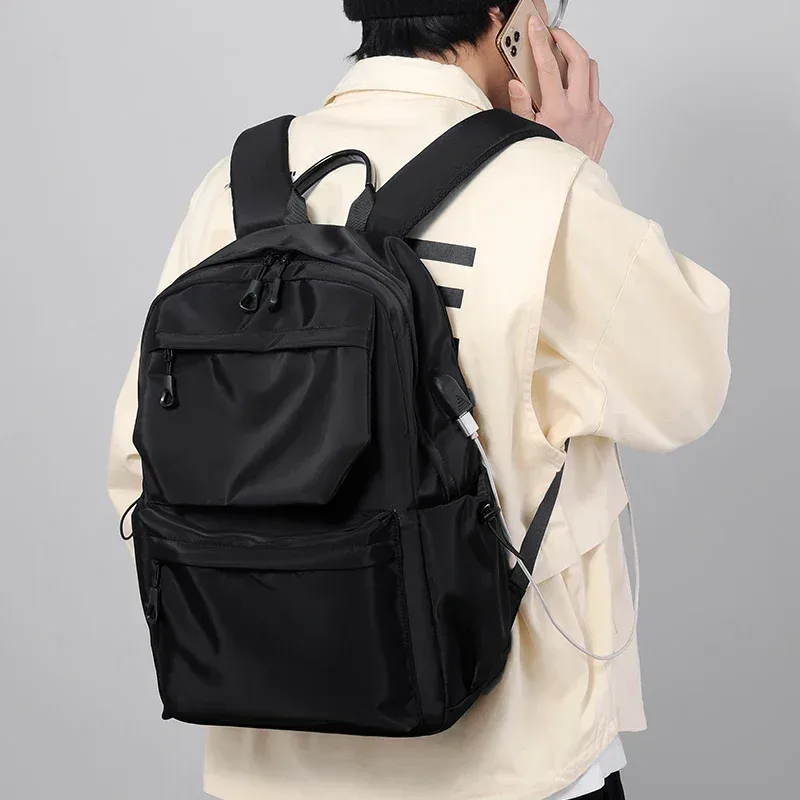 sac à dos imperméable en polyester pour hommes – sac pour ordinateur portable de voyage et d'école de grande capacité