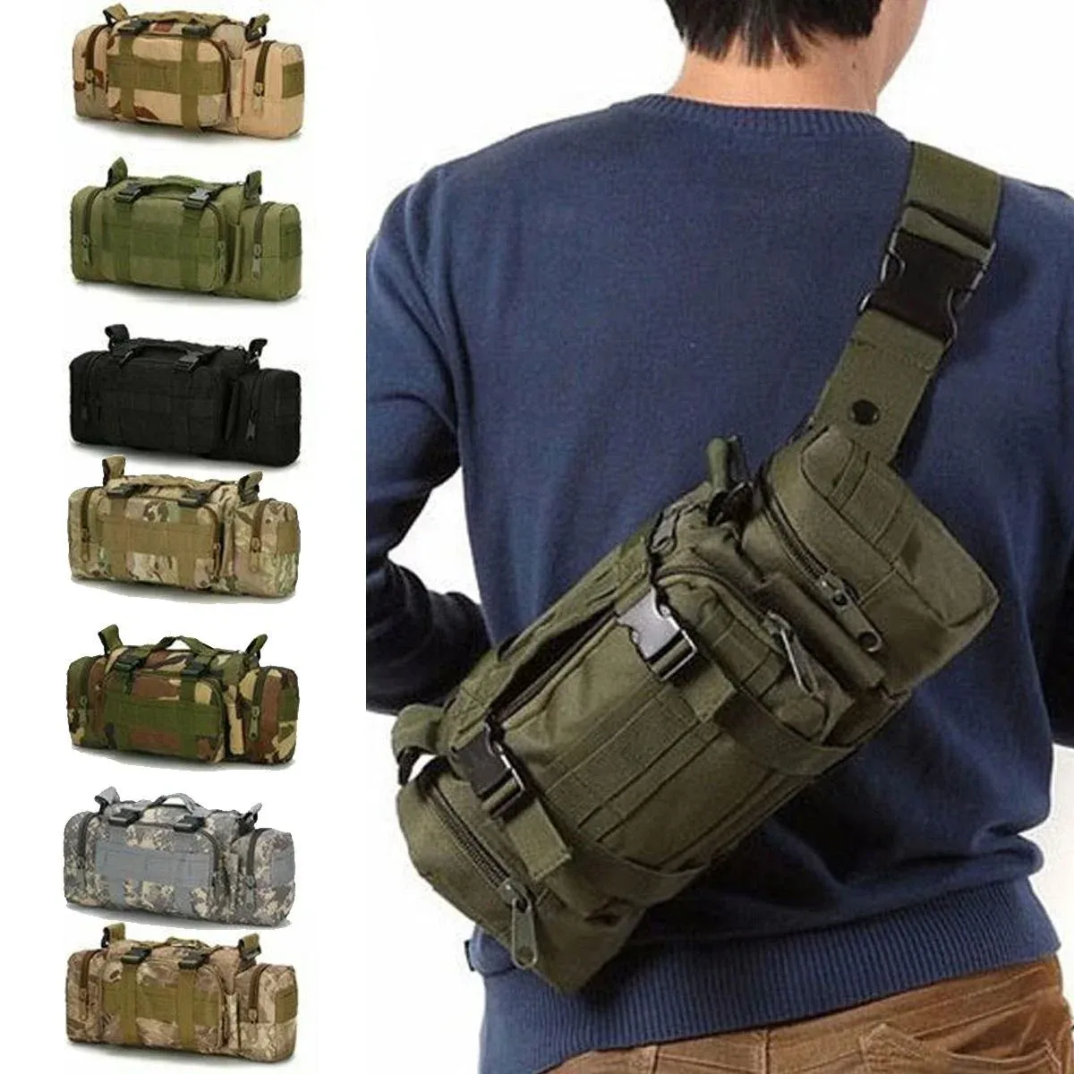 sac banane imperméable pour homme, sac à bandoulière croisé pour la randonnée, l'escalade, la pêche et le camping