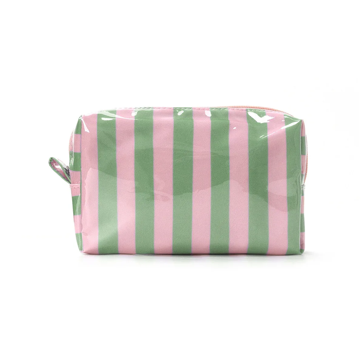 trousse de maquillage grande capacité à blocs de couleur, sac de rangement rayé, trousse de toilette portable de voyage au design élégant