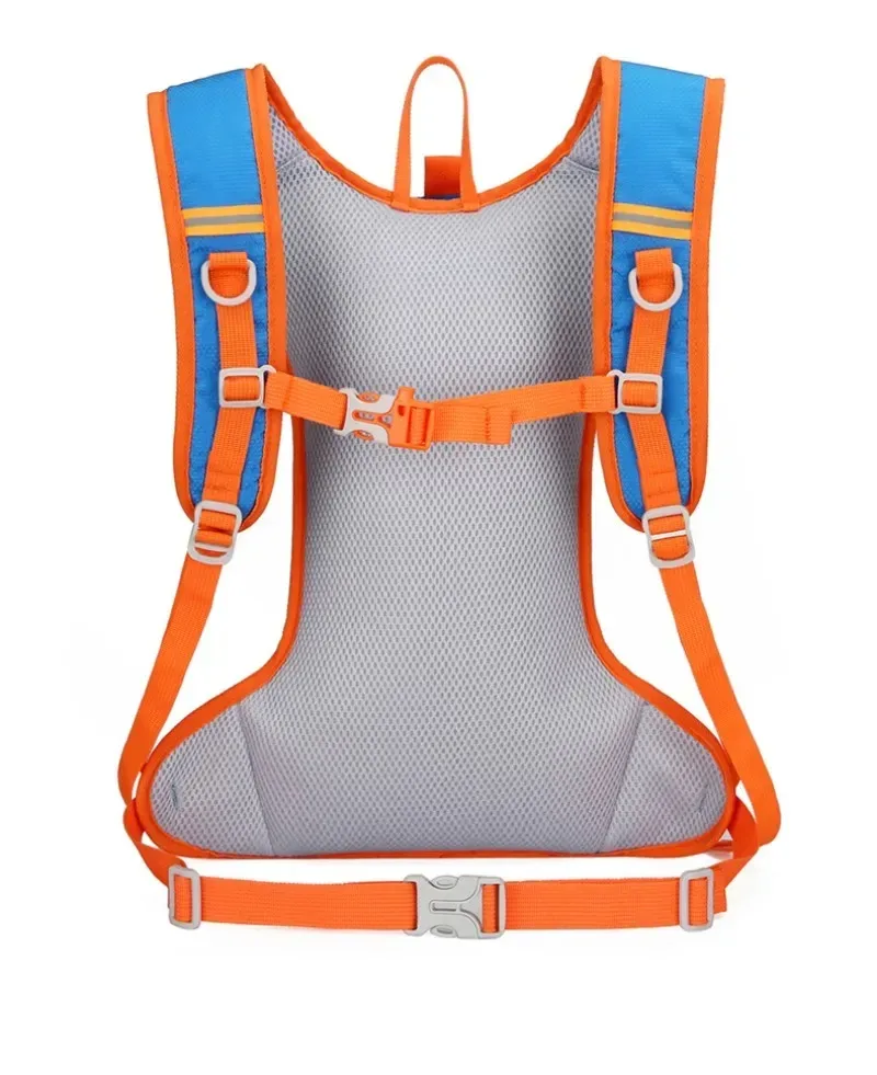 sac dos nylon bleu gris motif bulles eau bandes orange gris activités plein air 36 55 litres bandoulière arquée fermeture éclair