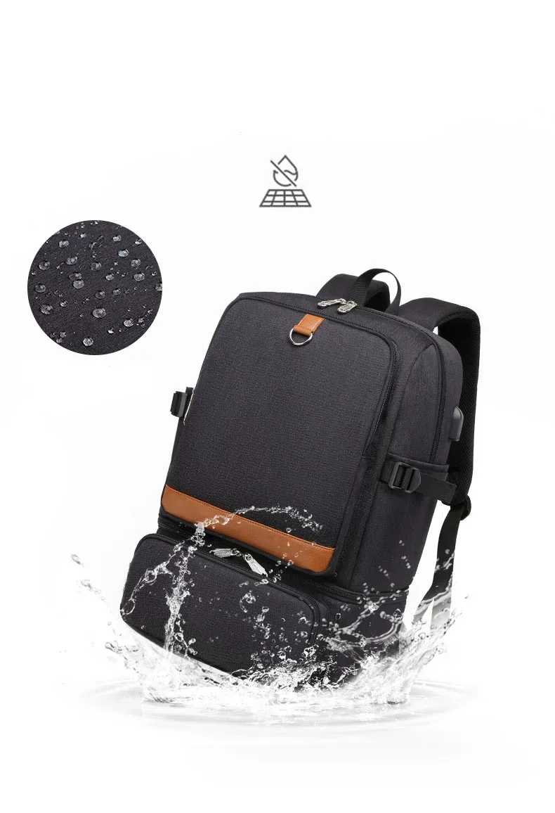 Sac à dos isotherme noir pour ordinateur portable, sacs isothermes, compartiment USB, sacs à dos étanches, randonnée en plein air, sac à lunch isotherme, mode