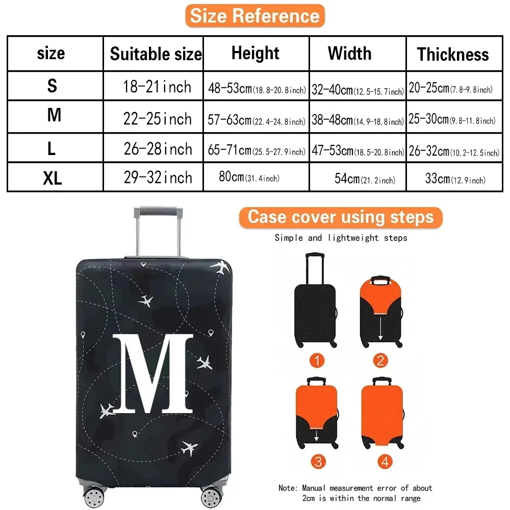 juste de protection en tissu pour bagages, housse anti-poussière anti-rayures, valise trempée pour sac de 18 à 32 pouces, lettre blanche, accessoires de voyage