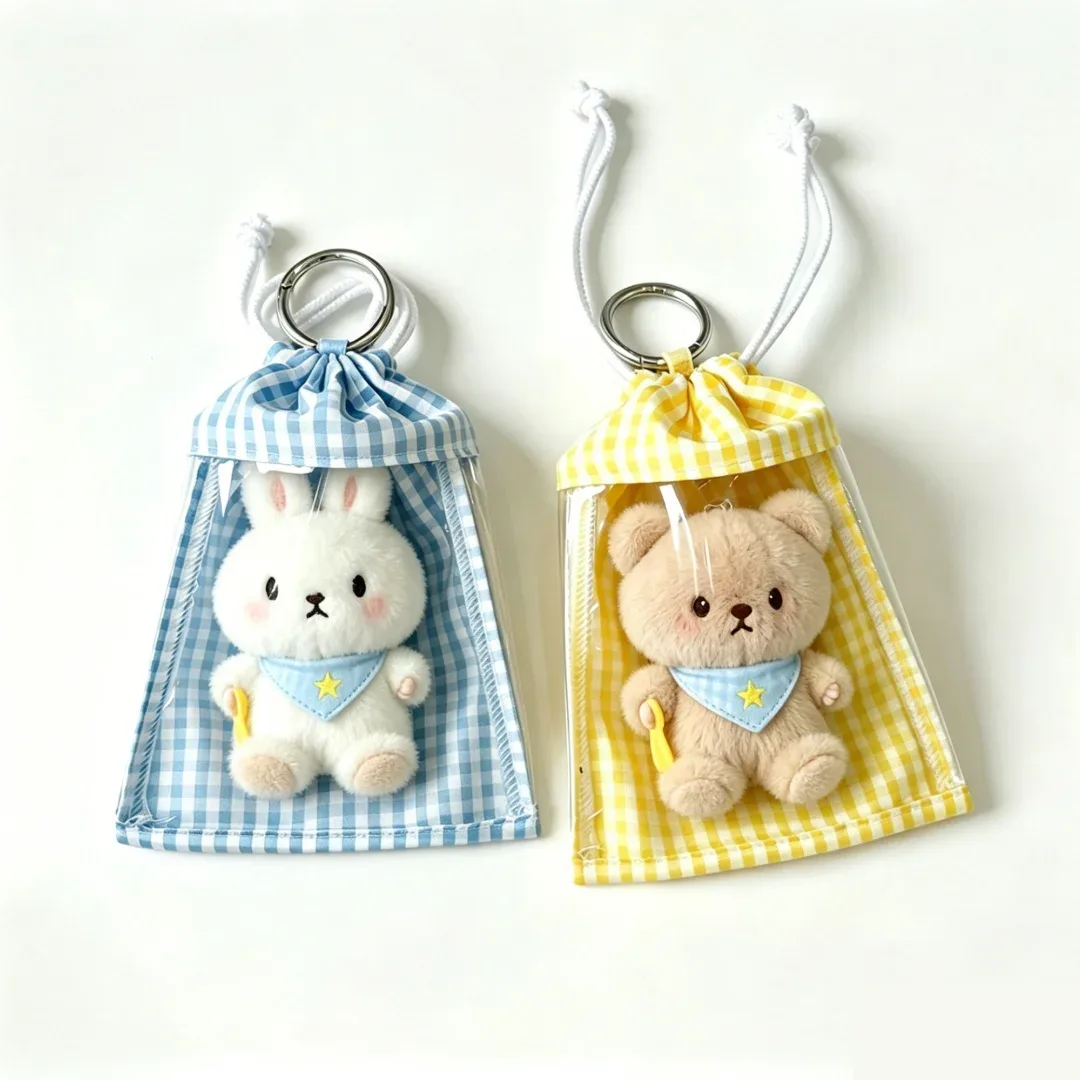 sac de présentation pour peluches, sac de rangement à cordon en tissu à grille visible, housse de protection anti-poussière, adapté pour ranger les poupées en peluche, sac de transport portable pour l'extérieur, sac de présentation et de rangement pour peluches, cadeau.