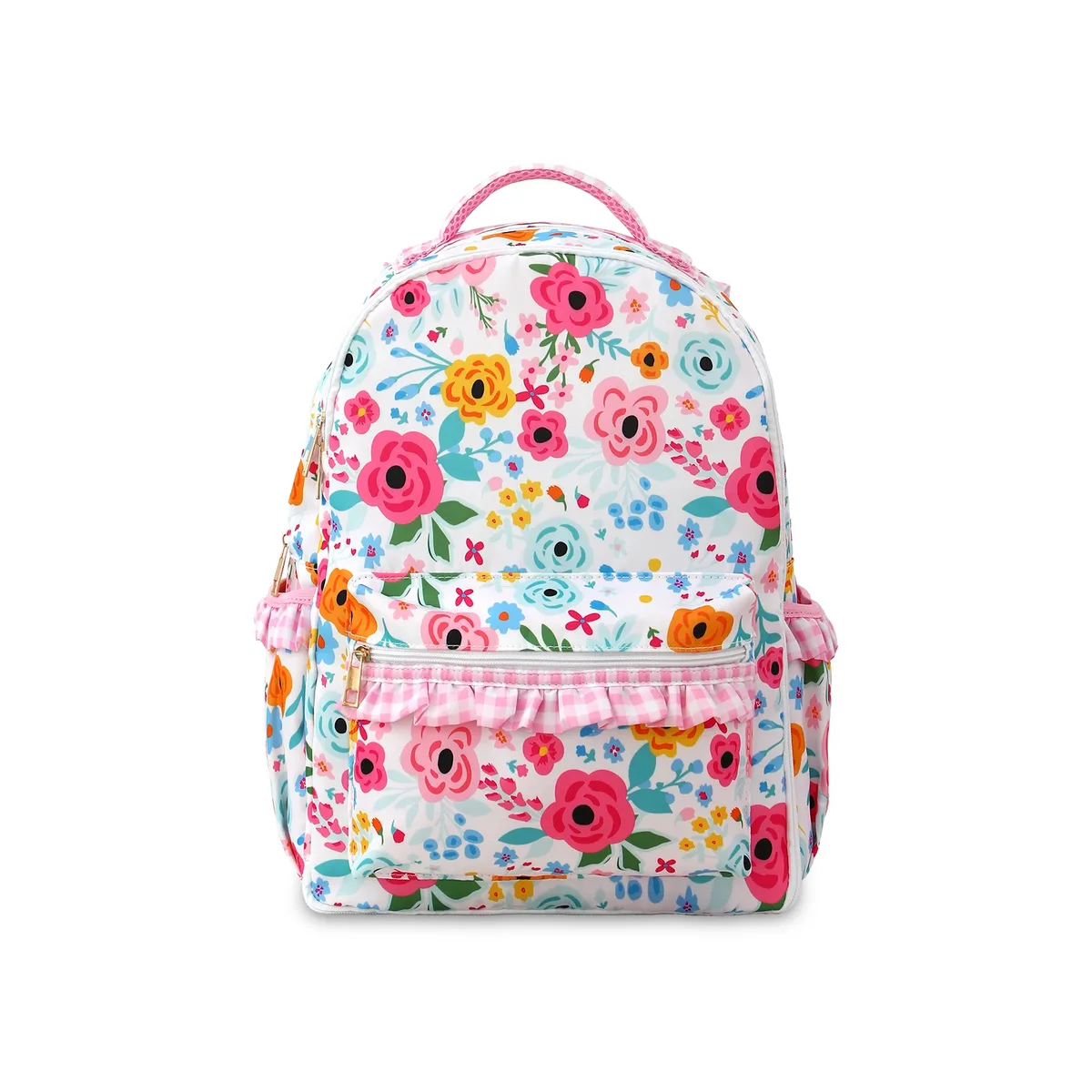 sac à dos à volants vichy pour filles, avec manches porte-crayons, multi-poches, grande capacité pour adolescents, sac à dos de voyage pour la rentrée scolaire