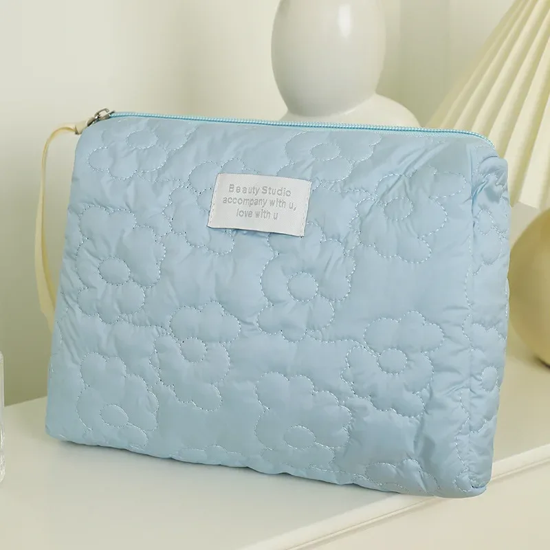 sac à cosmétiques de grande capacité à fleurs matelassées, sac de rangement portable étanche, pochette de maquillage de voyage
