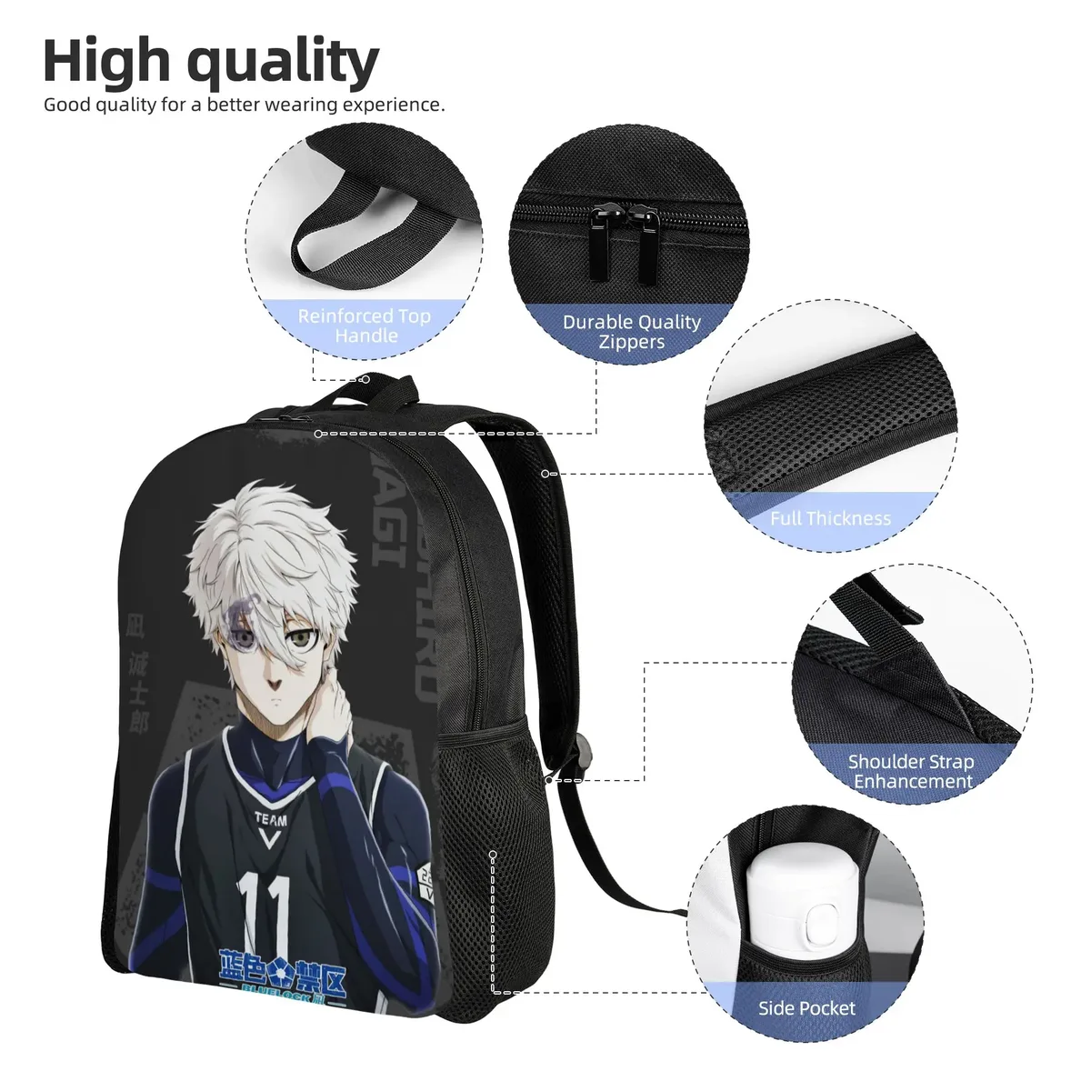 sac à dos anime blue locks pour femmes, sac d'école tendance pour enfants, sac à dos pour ordinateur, sac à dos de voyage pour garçons et filles