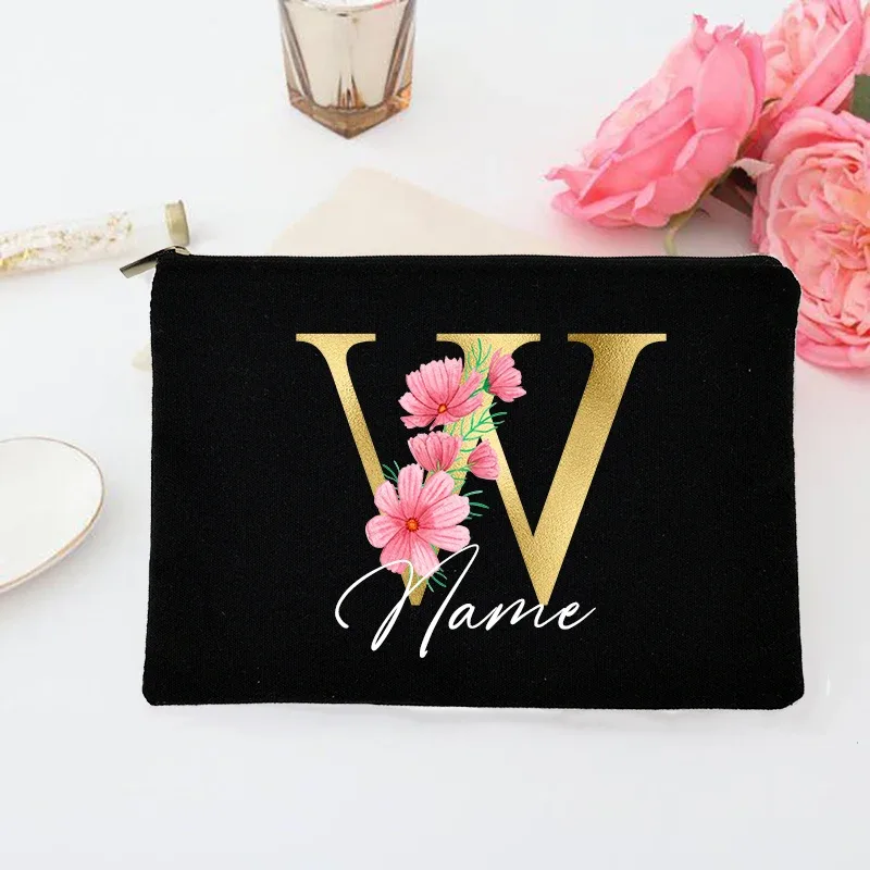 pochette de maquillage personnalisée avec initiales et nom, trousse de toilette de mariée, pochette de toilette monogramme, cadeaux de mariage pour demoiselle d'honneur