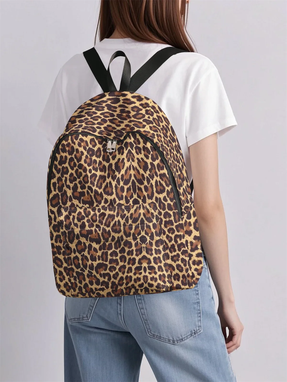 Sac à dos à motif léopard, nouveau modèle 2025, sac à dos de voyage décontracté, léger et simple.