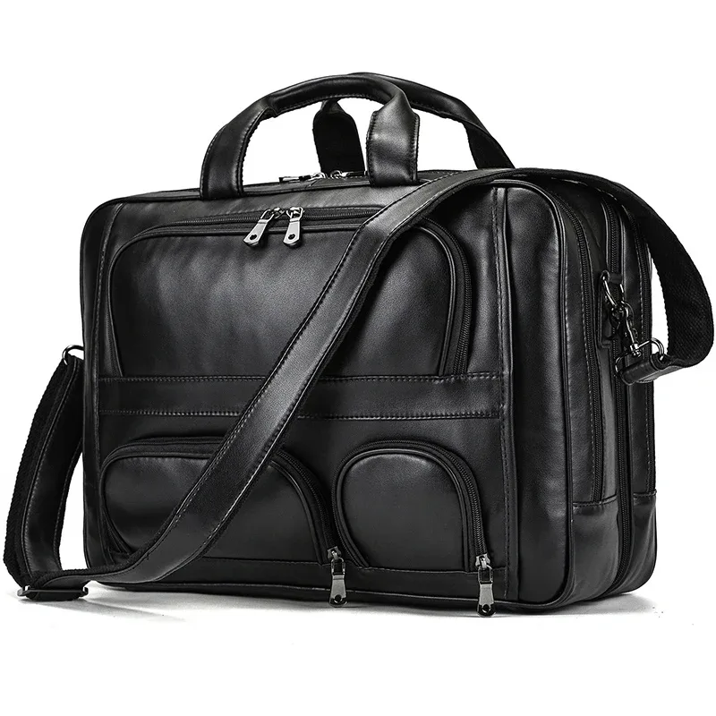 porte documents cuir vintage marron poches multiples fermeture éclair organisation intérieure voyage affaires compact solide