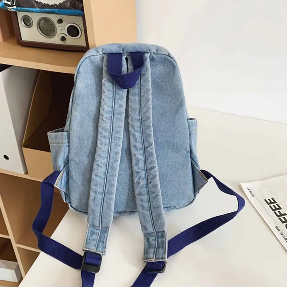 sac à dos en denim de grande capacité pour garçons et filles, sac à dos de voyage personnalisé, sac à dos personnalisé avec tous les noms, nom brodé, 03