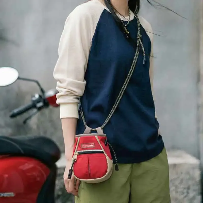 sac bandoulière léger pour femme maden, mini sac utilitaire d'extérieur, style vintage, sac banane de randonnée, rouge