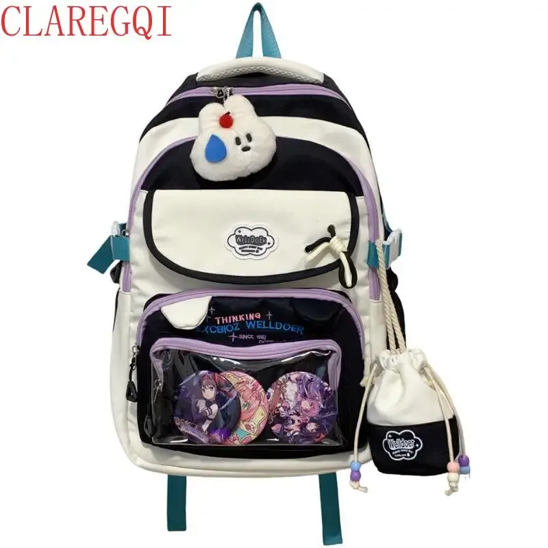 sac à dos pour filles au design contrasté, esthétique et de grande capacité, sac à dos scolaire pour filles, sac fourre-tout pour femmes, cadeau pour une fille.