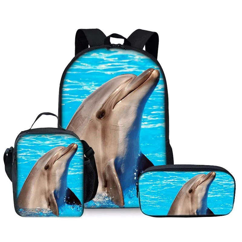 sac à dos pour enfants en trois parties sur le thème des animaux marins, requins, pour garçons et filles, meilleurs cadeaux, sac à dos scolaire dessin animé 2d