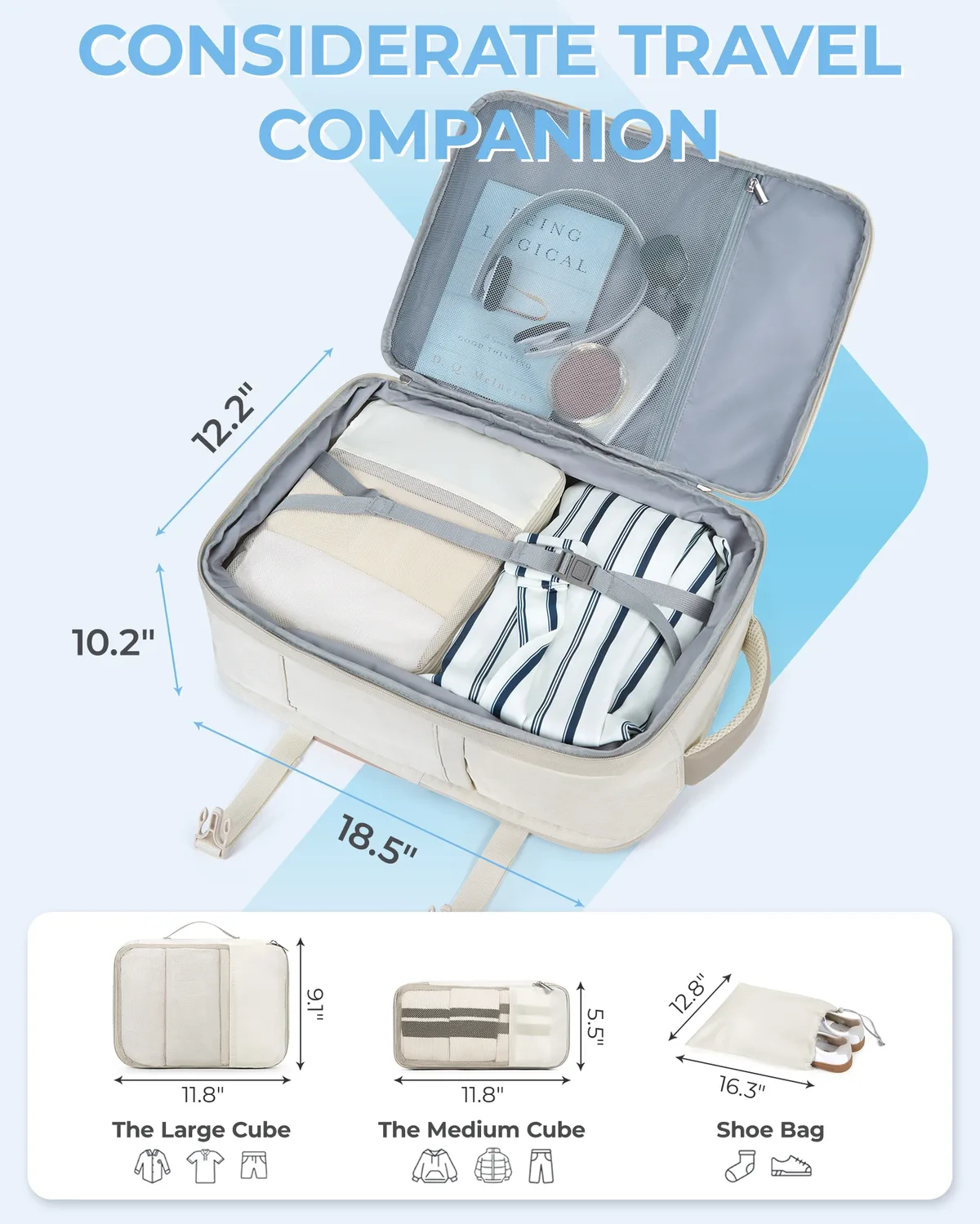 sac dos pvc beige gris compartiment ordinateur portable 17.3 pouces antivol fonction charge usb voyage sport école shopping