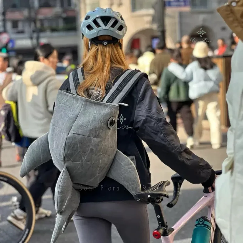 y2k – sac à dos drôle en forme de requin baleine, sac de voyage durable de grande capacité pour femmes et hommes, mignon sac à dos de dessin animé en plein air, cartable d'étudiant