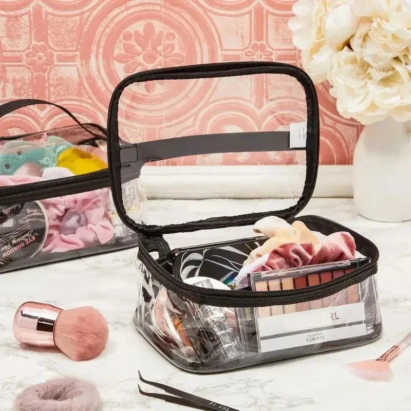 sac de rangement extra large en pvc transparent, 1/10 pièces, organisateur épais et étanche pour jouets cosmétiques, système de pochette transparente réutilisable de voyage
