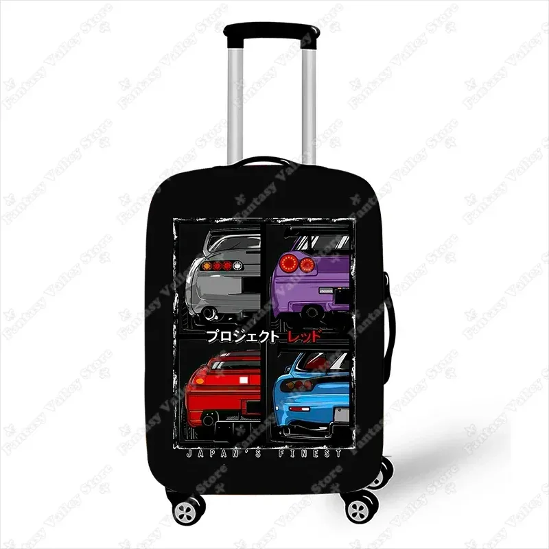 juste de bagage imprimée pour voiture de course japonaise jdm, housses de valise anti-poussière, housses de protection élastiques pour chariot à moteur de voyage