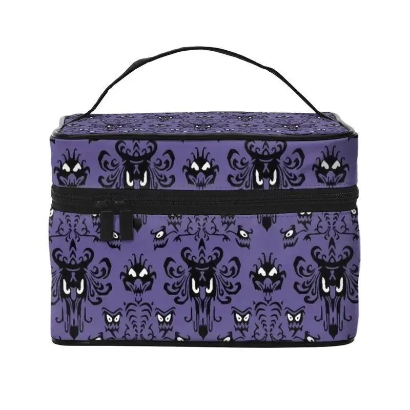 sac de maquillage de grande capacité à motif happy haunted mansion, sacs de toilette portables à fermeture éclair, étuis à cosmétiques, cadeau pour femmes