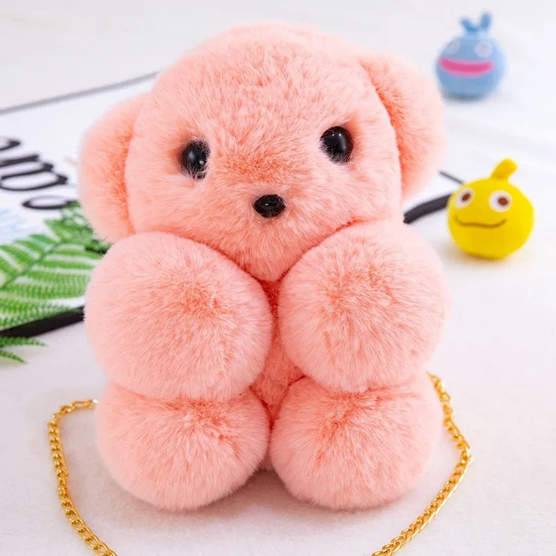 nouveau ours en peluche sac à dos à bandoulière fille sac de messager créatif mignon sac à chaîne belle moelleux fille dessin animé sac