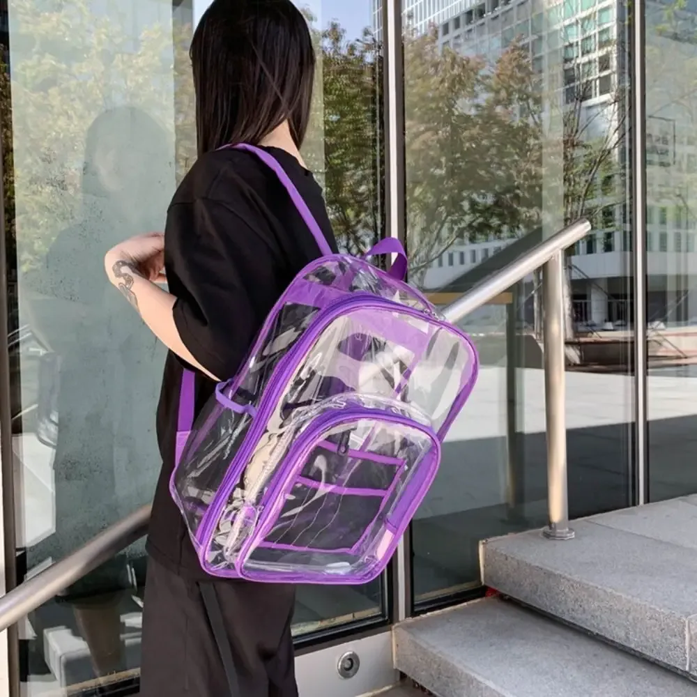 sac à dos transparent en pvc simple, grande capacité, imperméable, sac d'école pour étudiants, sac de voyage de style coréen, sac à bandoulière transparent pour l'école