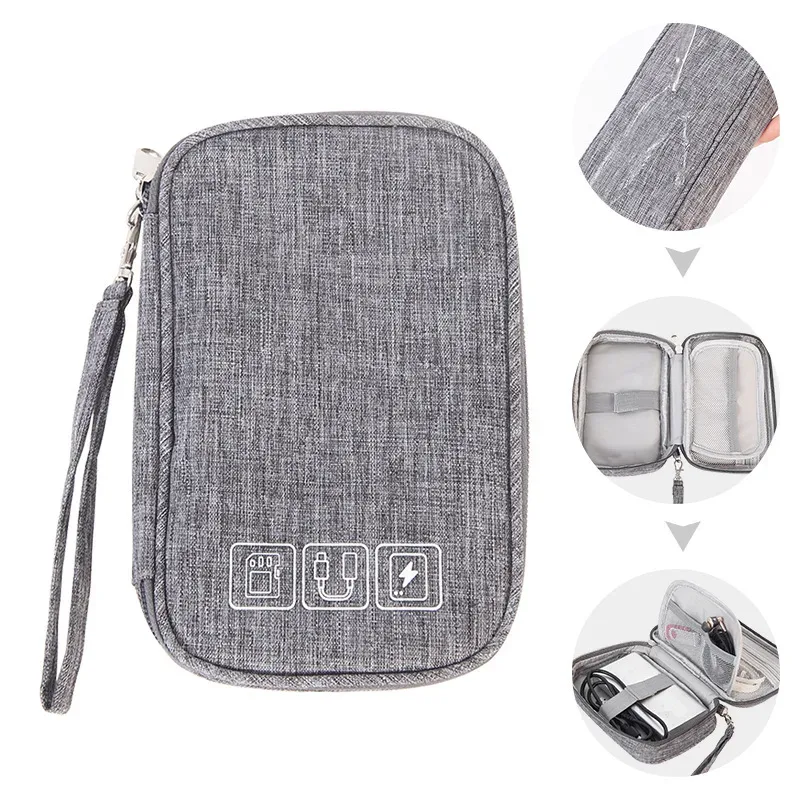 sac de rangement de câbles étanche, organisateur électronique numérique, chargeur de ligne de données usb portable, sac de rangement de prise, organisateur de câbles de voyage