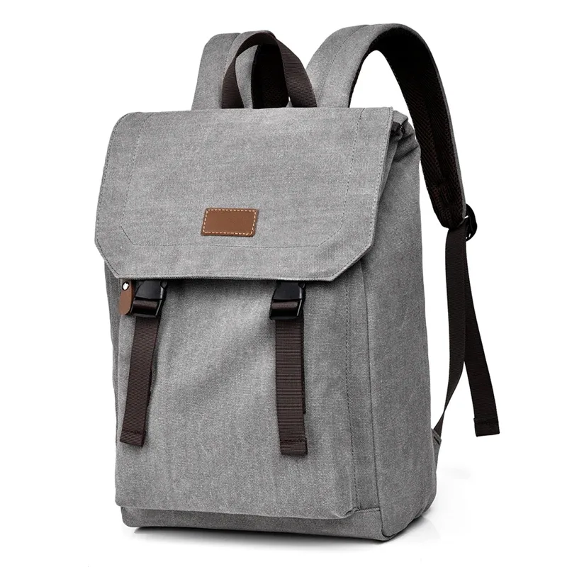 sac à dos en toile pour hommes, sac de grande capacité de style rétro avec sangles à boucle
