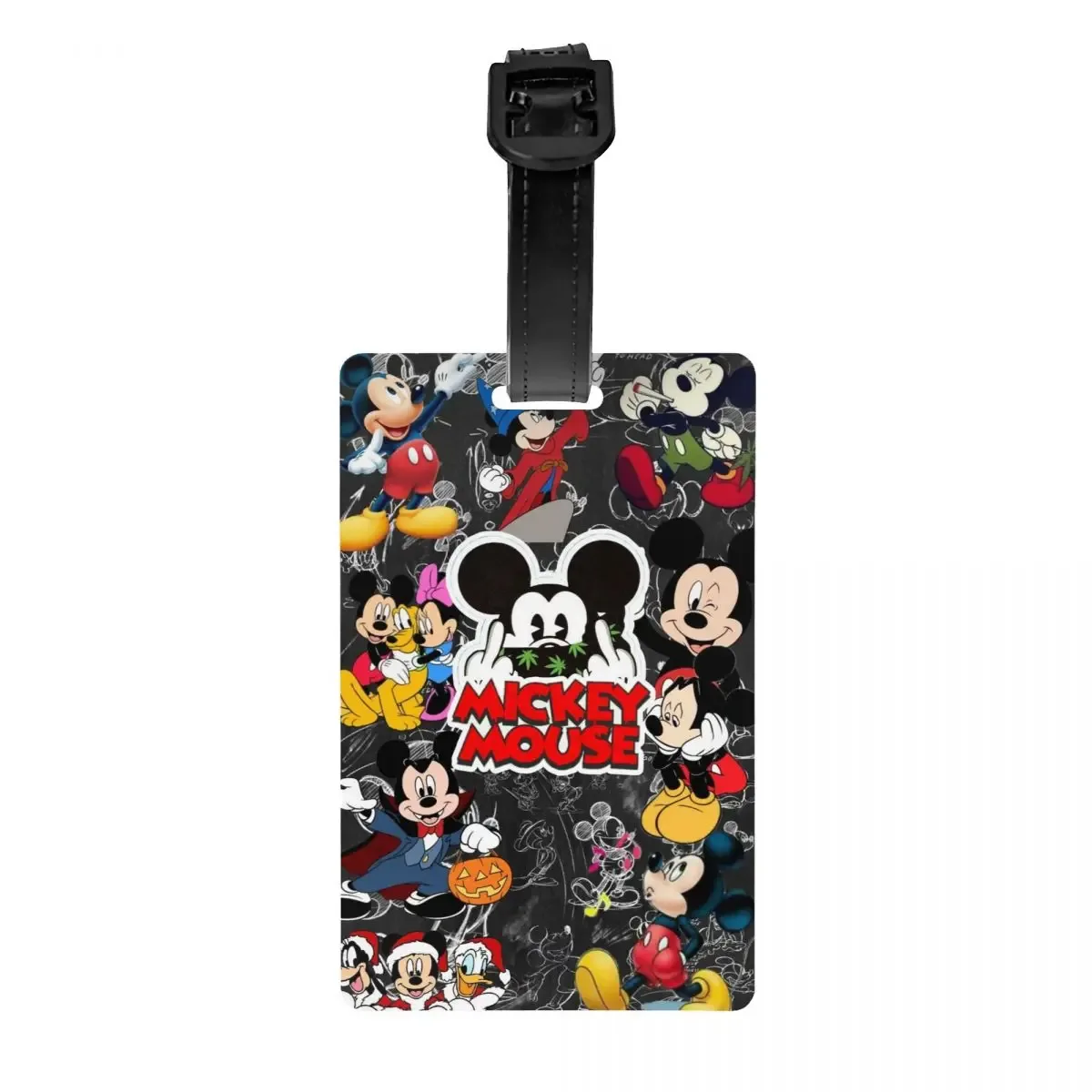 étiquette de bagage personnalisée m-mouse pour valises, étiquettes de bagage mignonnes de dessins animés, étiquette d'identification avec couverture de confidentialité