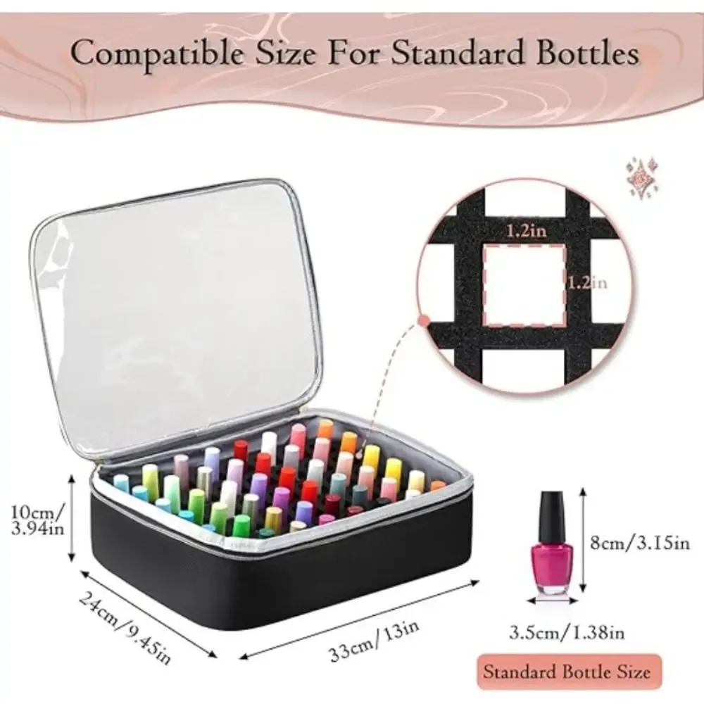 sac de rangement pour vernis à ongles grande capacité, 96 compartiments avec bandoulière, trousse de soin des ongles, sac à maquillage portable