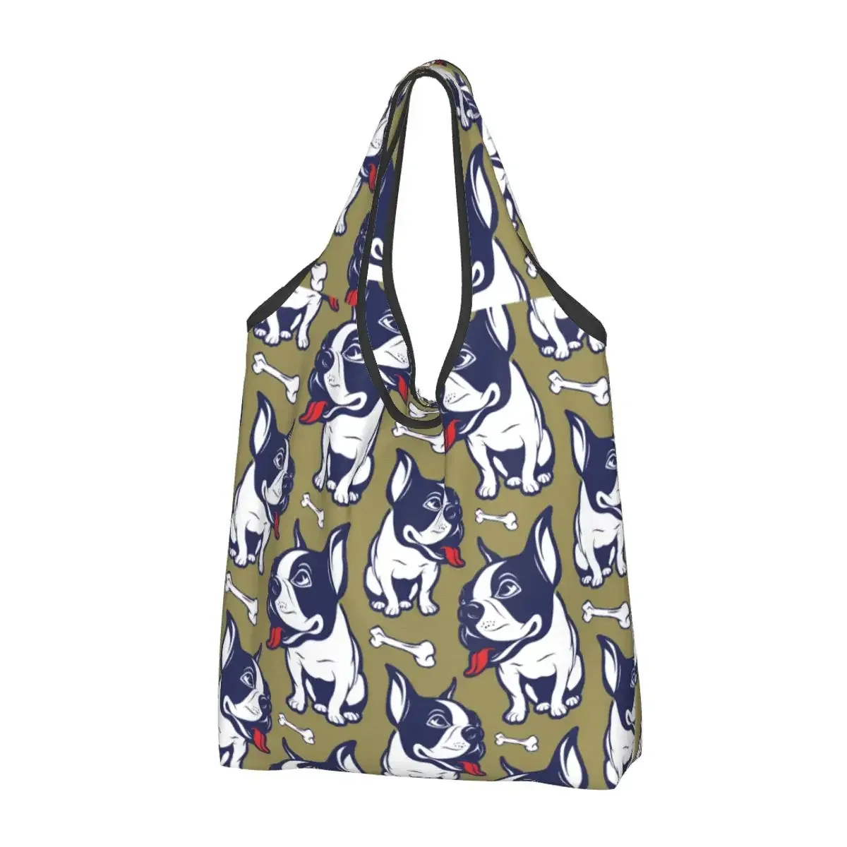 sac à provisions portable pop art pour femme, style bungalow, bouledogue français, sac fourre-tout pour chien, cadeau pour animal de compagnie, sacs d'épicerie