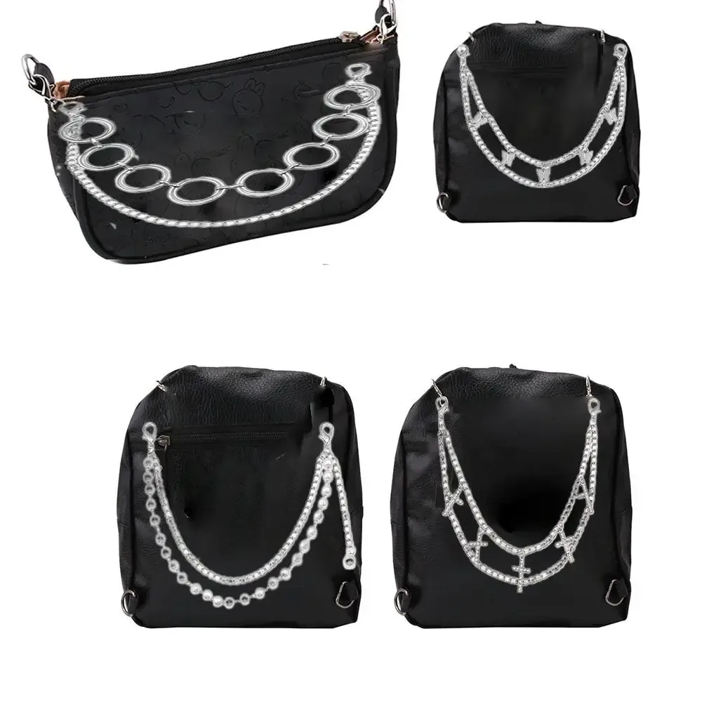 chaîne métallique accessoires décoration mode poignée sangle sac trousseaux bandoulière vêtements tendance voyage style ornement argenté