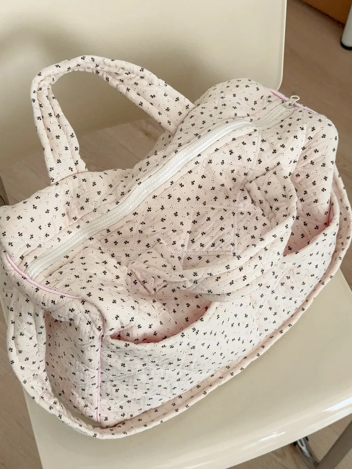 sac de voyage matelassé floral grande capacité yt, s'adapte aux valises à roulettes, idéal pour les courts séjours et les voyages d'affaires, pliable et léger