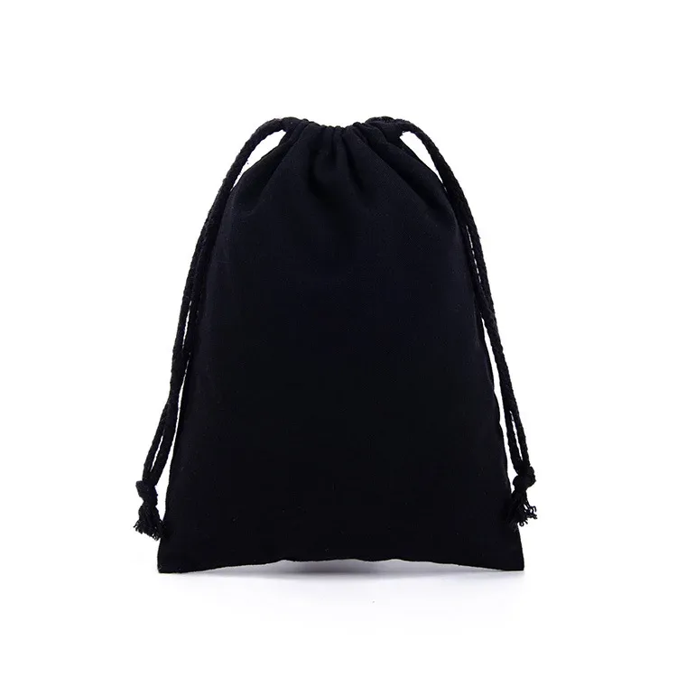 sac d'emballage en toile de coton et polyester avec cordon de serrage, personnalisable avec logo, blanc uni, pour cadeaux et rangement