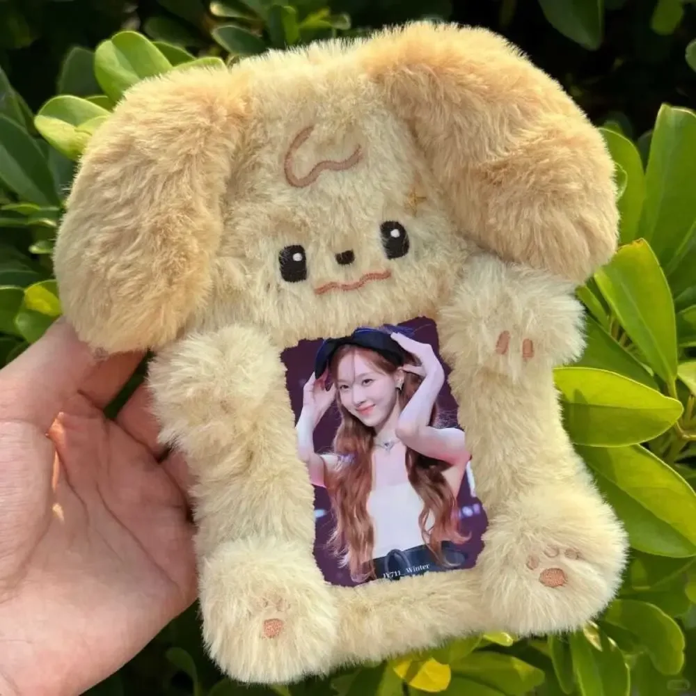 étui à cartes photo en peluche, mignon, dessin animé, lapin, chien, chat, porte-cartes, portable, ins, porte-cartes, étudiants, idole, photos, housse de protection