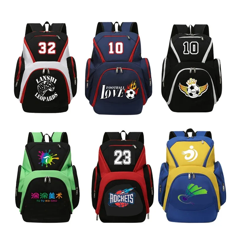 sac à dos de basket-ball personnalisé pour hommes, sac de sport, sac de football pour jeunes, grande capacité, motif de logo imprimé personnalisé