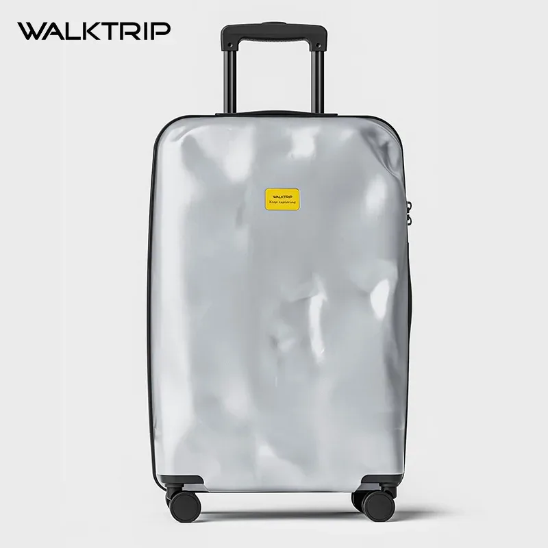 valise créative au design irrégulier cratère de météorite, tendance rétro, bagage à roulettes de voyage 20/24/26/28 pouces avec serrure tsa, en matériau pc