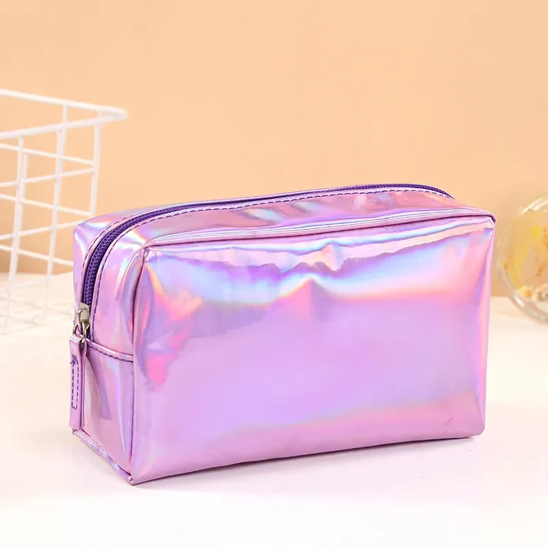 nouveau sac à cosmétiques laser de couleur unie ins wind, sac de rangement de lavage portable, sac cadeau de maquillage, pochette de maquillage, organisateur de cosmétiques de voyage