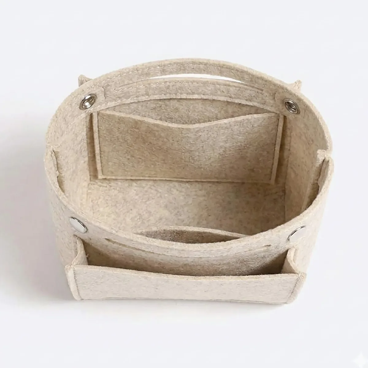 organisateur de sac à main en feutre ultra-fin avec fermeture à bouton-pression, sac de maquillage intégré avec plusieurs poches pour sac à main et sac fourre-tout