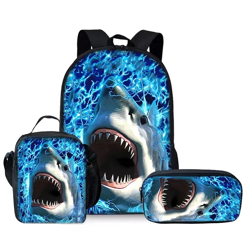 sac à dos pour enfants en trois parties sur le thème des animaux marins, requins, pour garçons et filles, meilleurs cadeaux, sac à dos scolaire dessin animé 2d