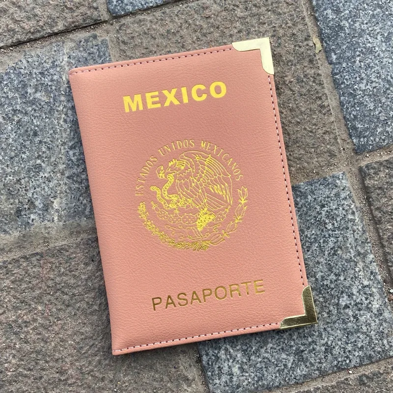 couverture de passeport du mexique bords et coins métalliques porte-passeport portefeuille de voyage couvertures de mode pour femmes pour passeports