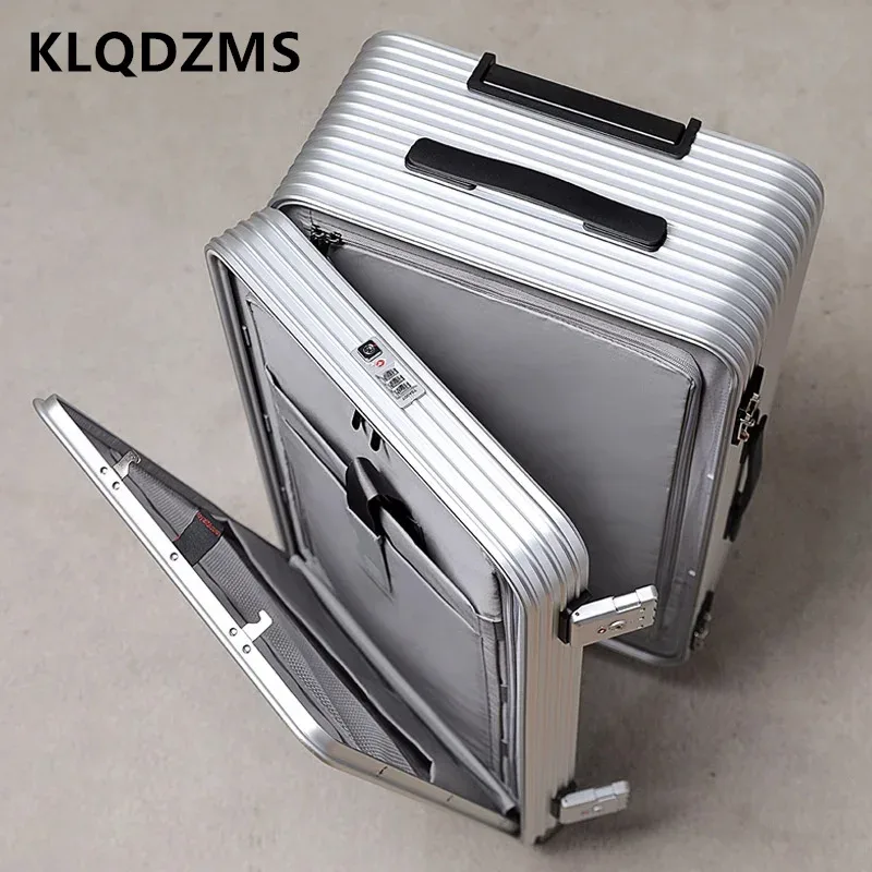 klqdzms 20 "24" 26 "28 pouces valise pour hommes tout en aluminium magnésium alliage boîte d'embarquement avant ordinateur portable boîtier de chariot bagages d'affaires