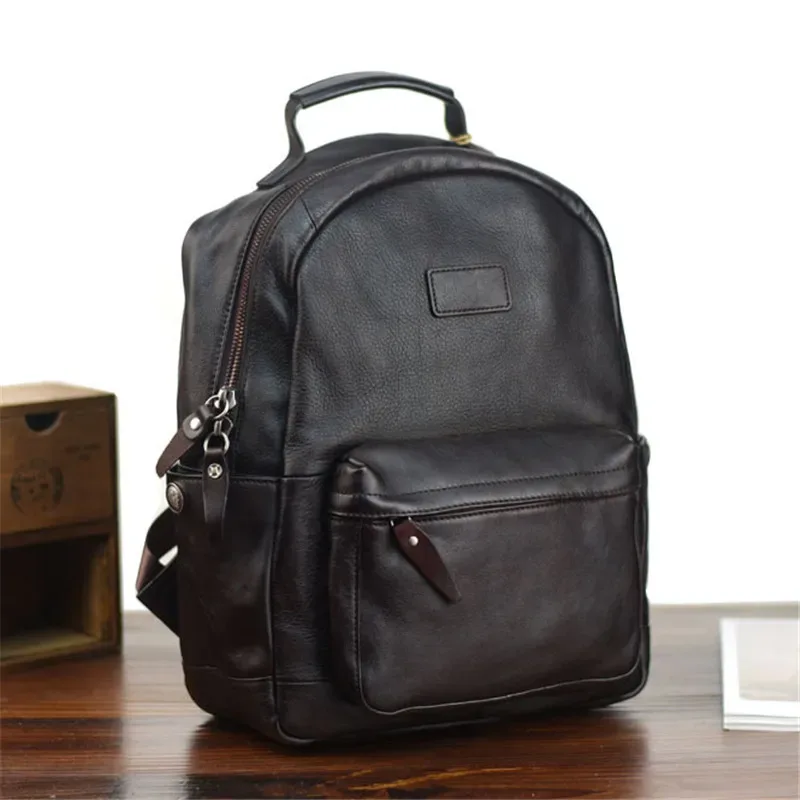 pndme – sac à dos vintage en cuir véritable pour hommes et femmes, sac de voyage de bonne qualité, simple, en cuir de vache naturel, pour ordinateur portable