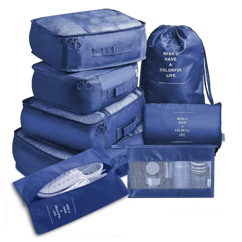 ensemble de 6/8 pièces, organisateur de voyage, sacs de rangement, valise, ensemble d'emballage, étuis de rangement, organisateur de bagages portables, pochette pour vêtements et chaussures