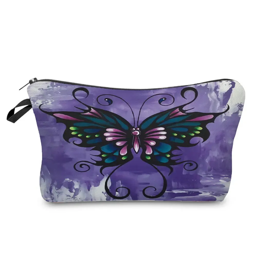 sac à cosmétiques imprimé papillon pour femmes, trousse à crayons d'école pratique avec animaux, mini sac de rangement de voyage, sacs de maquillage pour dames