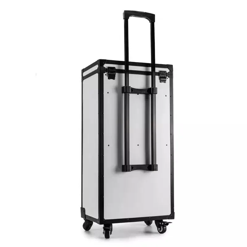 grande valise professionnelle à roulettes pour coiffeur, esthéticienne et maquilleuse, avec serrure à combinaison